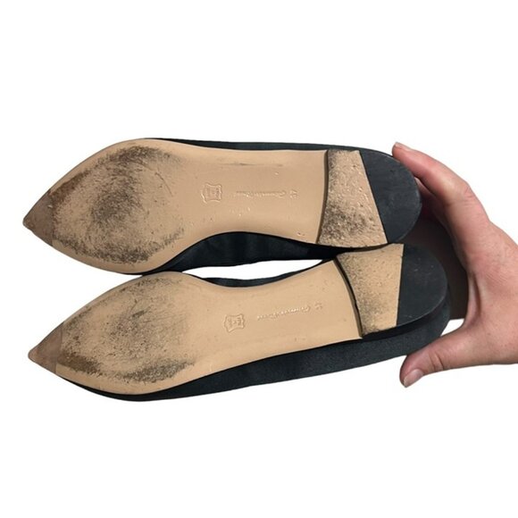 Gianvito Rossi women's shoes 37 US 7 black satin pointy toe flat designer Italy - Picture 7 of 8